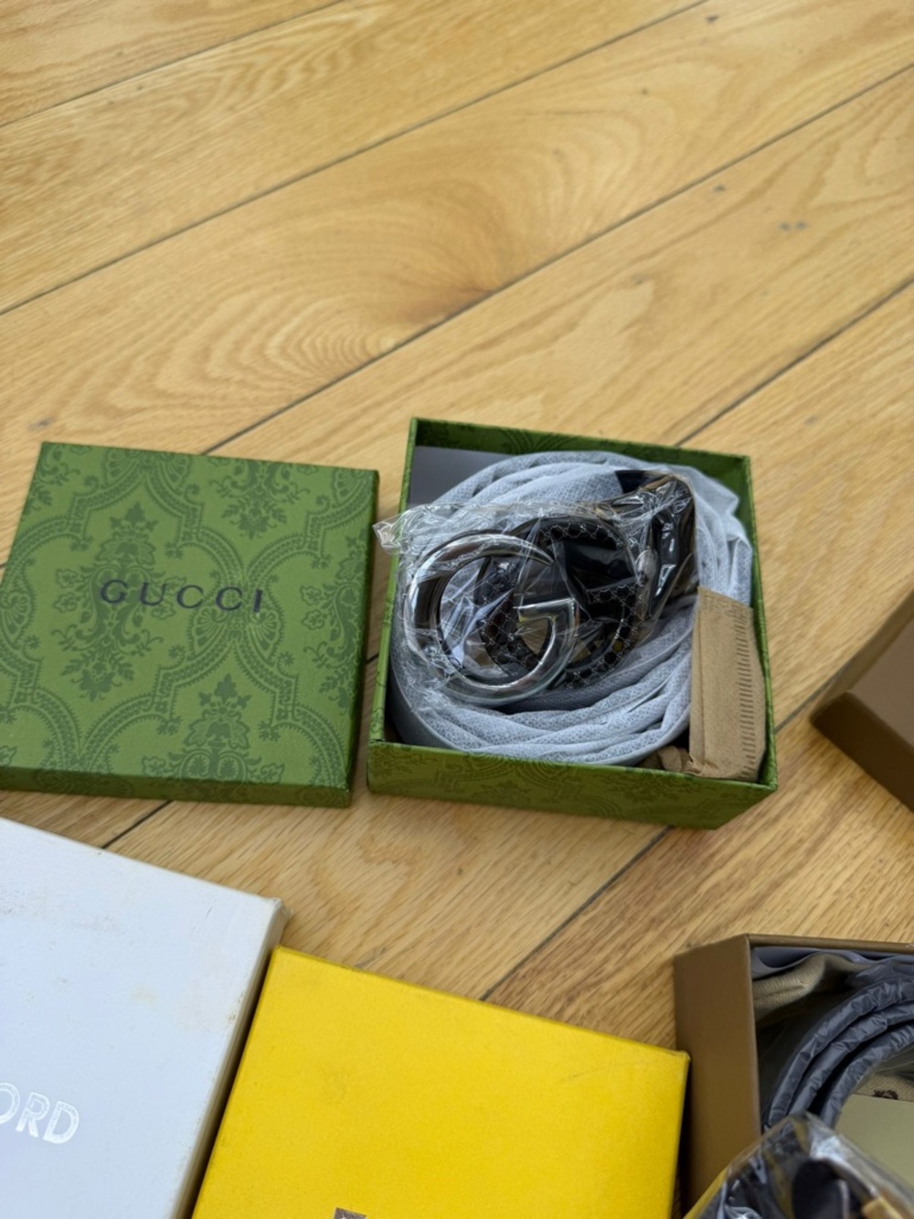 Gucci Black Leather Belt with Silver Double G Buckle